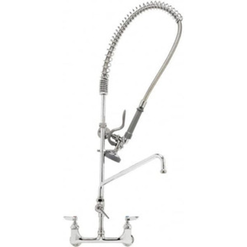 T&S Brass Riser with Spring Guide, 2 Way Design, Wall Mount, Wall Pre Rinse Faucet Assembly Lever Handle B-0133-ADF12-B – 32071748