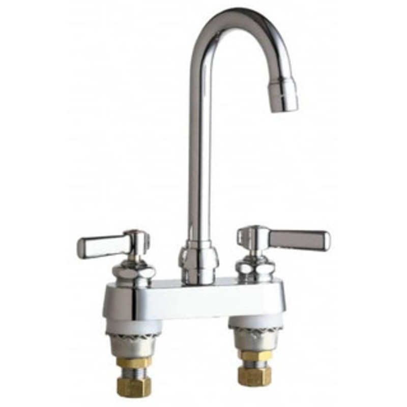 Chicago Faucets Lever Handle, Deck Mounted Bathroom Faucet Two Handle, No Drain, Gooseneck Spout 895-ABCP – 91216184