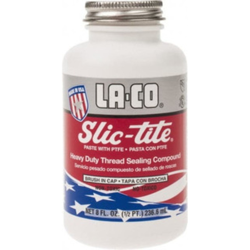 LA-CO 1/2 Pt Brush Top Can White Thread Sealant Paste with PTFE, 500F Max Working Temp, For Metal, PVC, CPVC & ABS Plastic Pipe Threads 42019 – 00231373