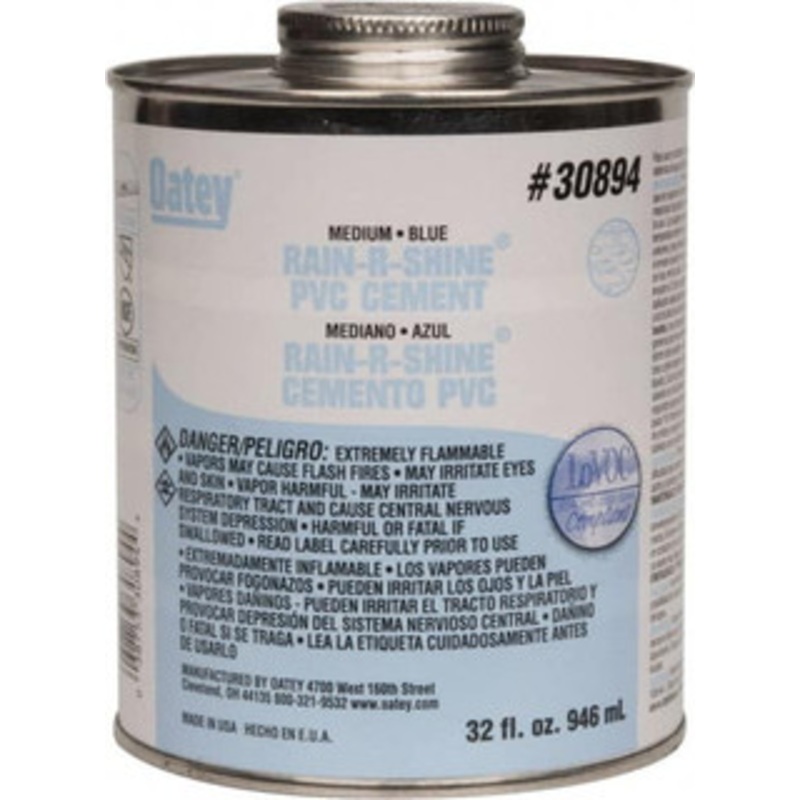 Oatey 32 oz Medium Bodied Cement Blue, Use with PVC up to 6 Diam 30894 – 37035904