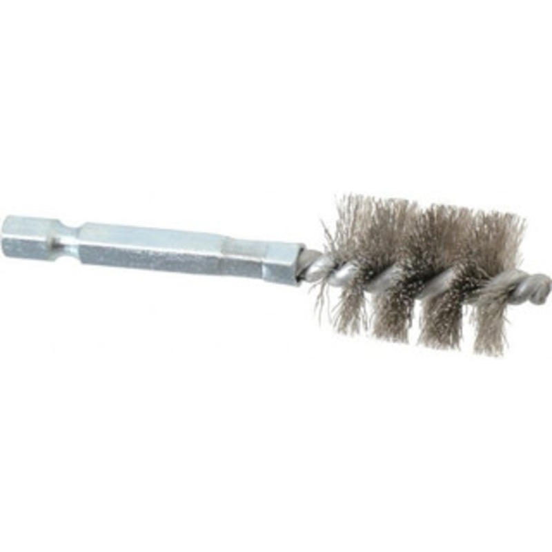 Schaefer Brush 5/8 Inch Inside Diameter, 13/16 Inch Actual Brush Diameter, Stainless Steel, Power Fitting and Cleaning Brush 1/4 Shank Diameter, 3-1/8 Inch Long, Hex Shaft Stem, 3/4 Inch Refrigeration Outside Diameter 09747-12 – 56489289