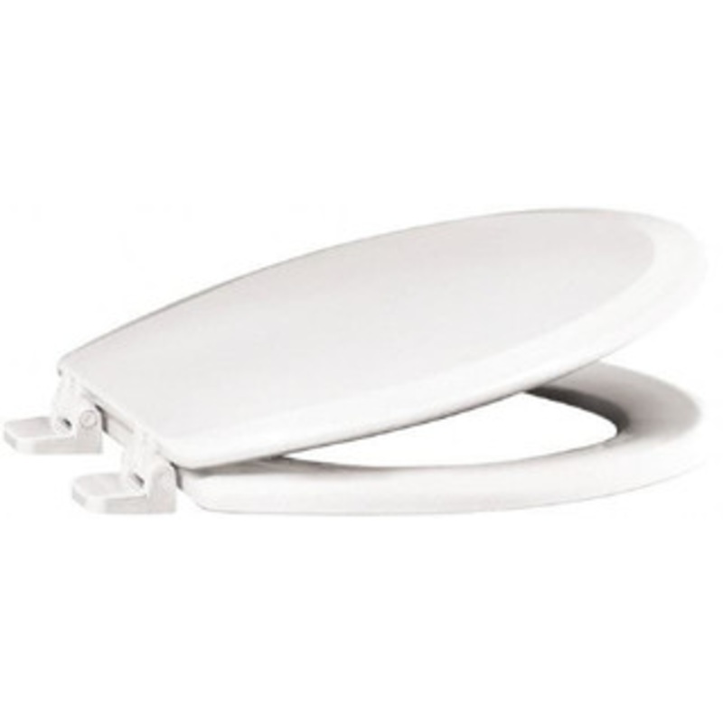 Centoco 18.9 Inch Long, 2 Inch Inside Width, Polypropylene and Wood Plastic Composite, Elongated, Closed Front with Cover, Toilet Seat 14 Inch Outside Width, Residential Installation, White 900-001 – 92907500