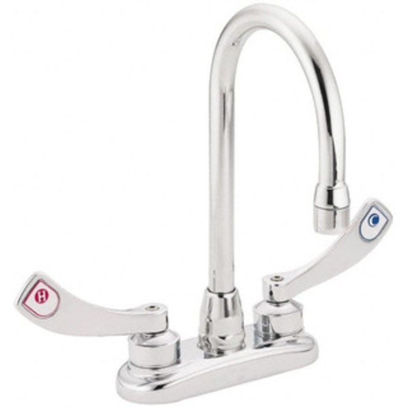 Moen 2 Hole Mount, Spout Reach Commercial Faucet Two Handle, Wrist Blade Handle, High Spout, No Drain 8279 – 79418810