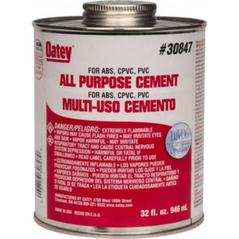 Oatey 32 oz All-Purpose Medium Bodied Cement Clear, Use with ABS, PVC & CPVC up to 6 Diam 30847 – 37035755
