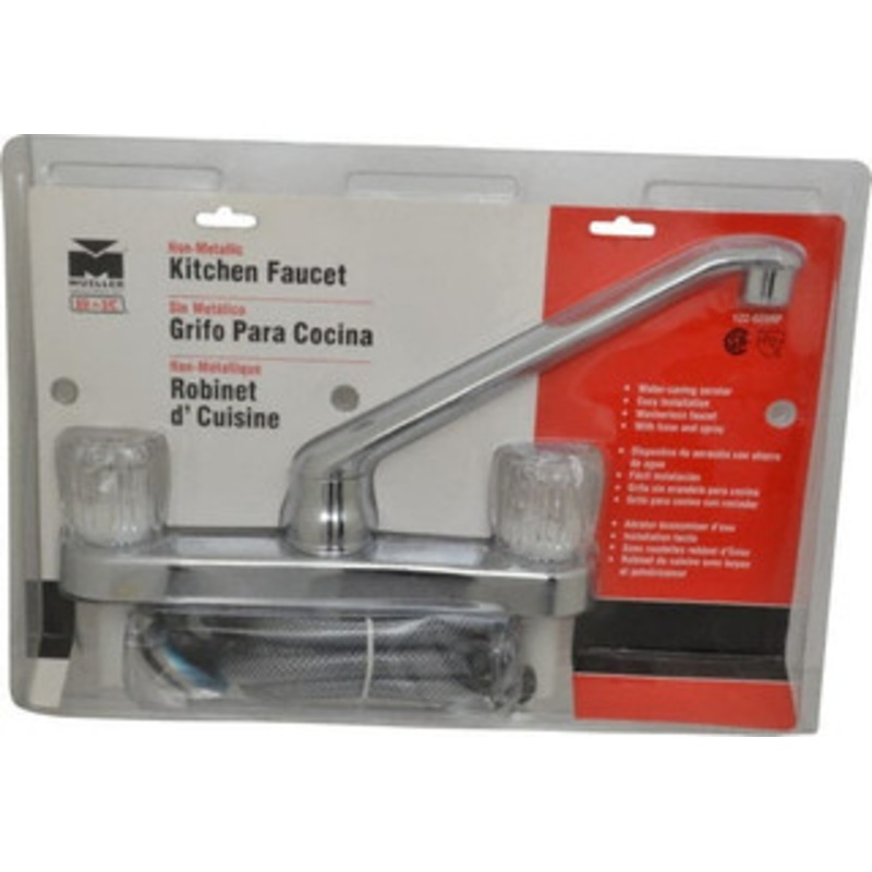 B&K Mueller Deck Plate Mount, Kitchen Faucet with Spray Two Handle, Knob Handle, Standard Spout 122-028RP – 65382624