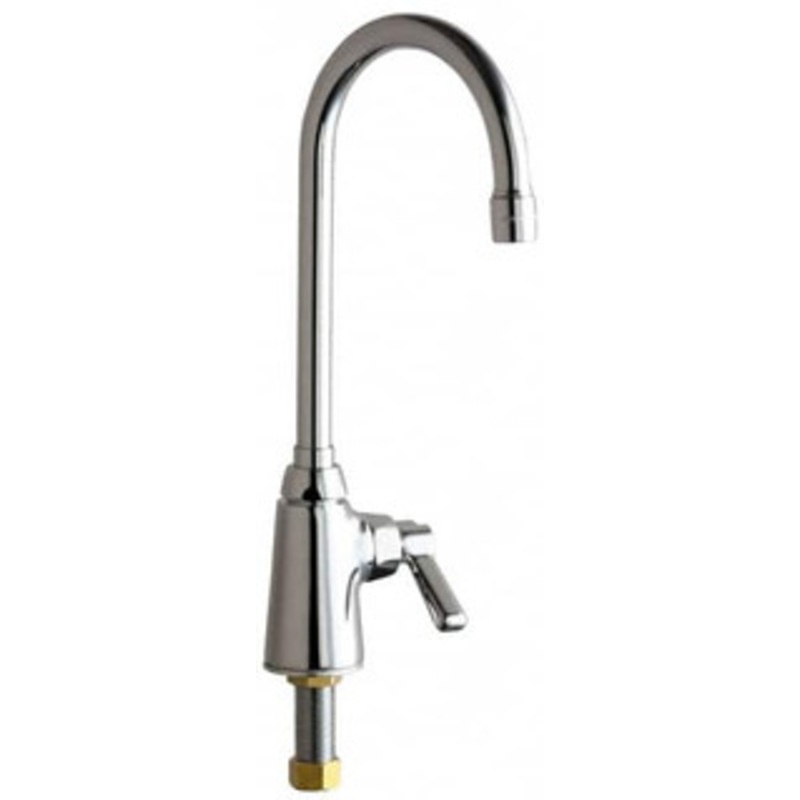 Chicago Faucets Deck Mount, Bar and Hospitality Faucet without Spray One Handle, Lever Handle, Gooseneck Spout 350-ABCP – 91216242