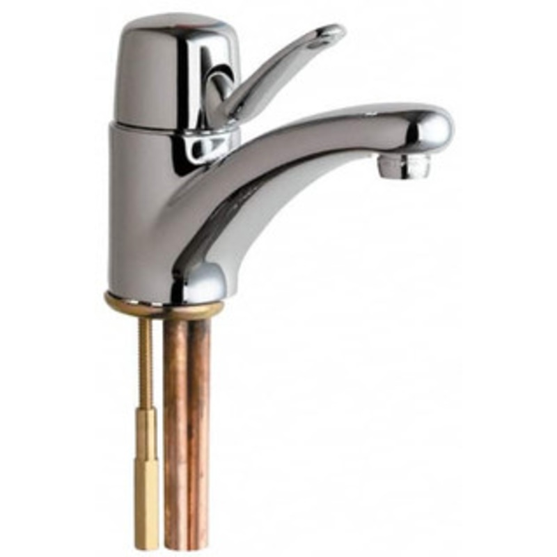 Chicago Faucets Single Handle, Deck Mounted, Single Hole Bathroom Faucet Ceramic Mixing Cartridge, No Drain, Integral Spout 2200-ABCP – 40865453