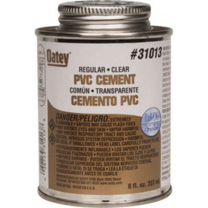 Oatey 8 oz Regular Bodied Cement Clear, Use with Schedule 40 PVC up to 4 Diam & Schedule 80 PVC up to 2 Diam 31013 – 37035839