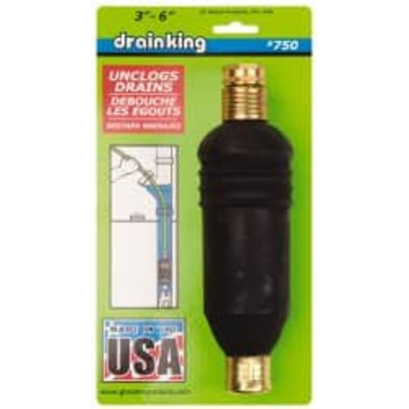 Drain King For 3 to 6 Inch Pipe, 4-5/8 Inch Cable Length, Handheld, Manual and Hand Drain Cleaner Rubber Drum 750 – 54179395