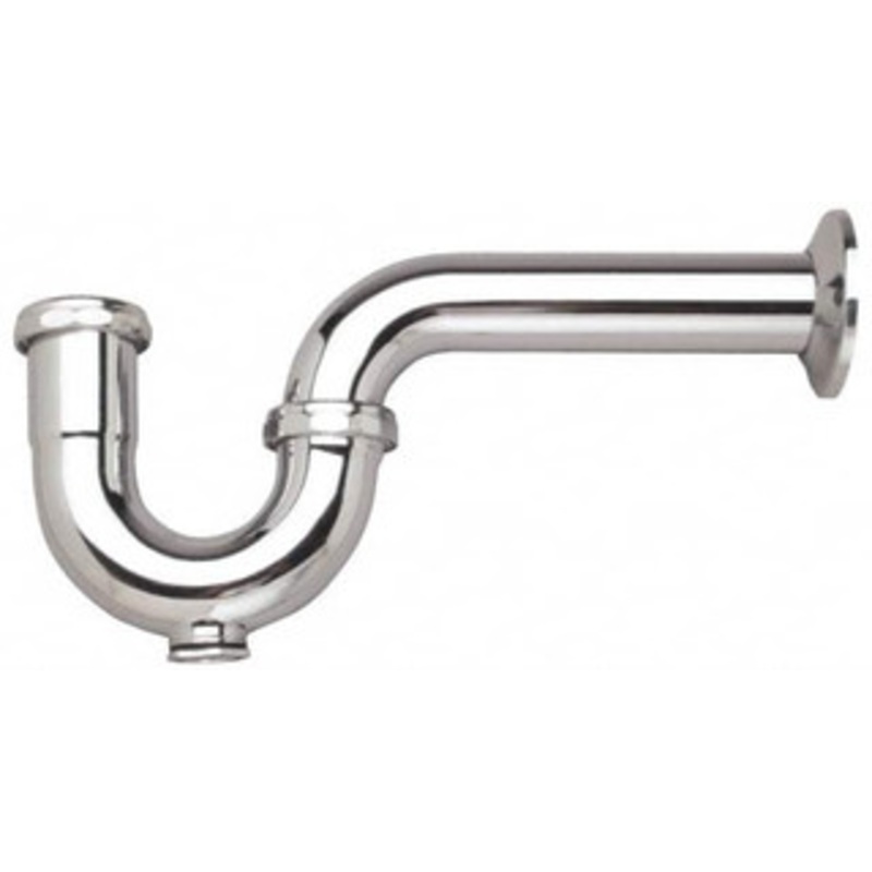 Federal Process 1-1/2 Outside Diameter, 17 Gauge, P Trap with Wall Pipe and Cleanout Plug Chrome Coated, Brass 105CO – 82722760