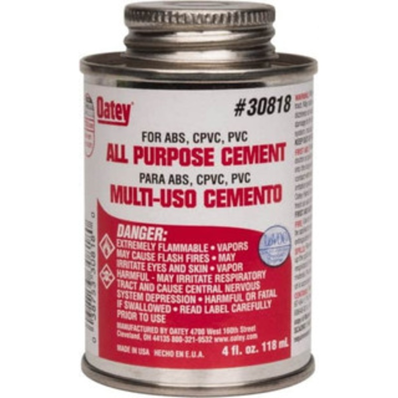 Oatey 4 oz All-Purpose Medium Bodied Cement Clear, Use with ABS, PVC & CPVC up to 6 Diam 30818 – 37035722