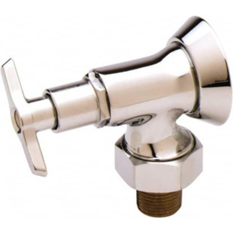 T&S Brass Flange 1/2 Inlet, 125 Max psi, Chrome Plated, Chrome Plated Loose Key Stop 1/2 NPT Outlet, Angle, Chrome Handle B-1350 – 32064578