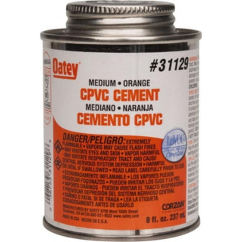 Oatey 8 oz Medium Bodied Cement Orange, Use with CPVC & CTS up to 6 Diam 31129 – 37036084