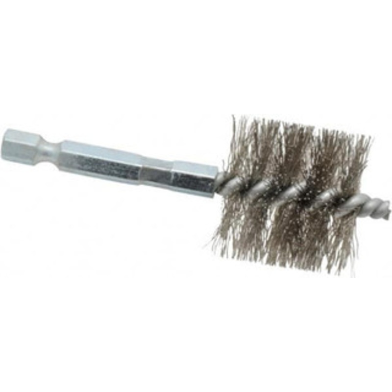 Schaefer Brush 1 Inch Inside Diameter, 1-3/16 Inch Actual Brush Diameter, Stainless Steel, Power Fitting and Cleaning Brush 1/4 Shank Diameter, 3-1/8 Inch Long, Hex Shaft Stem, 1-1/8 Inch Refrigeration Outside Diameter 09749-12 – 56489305