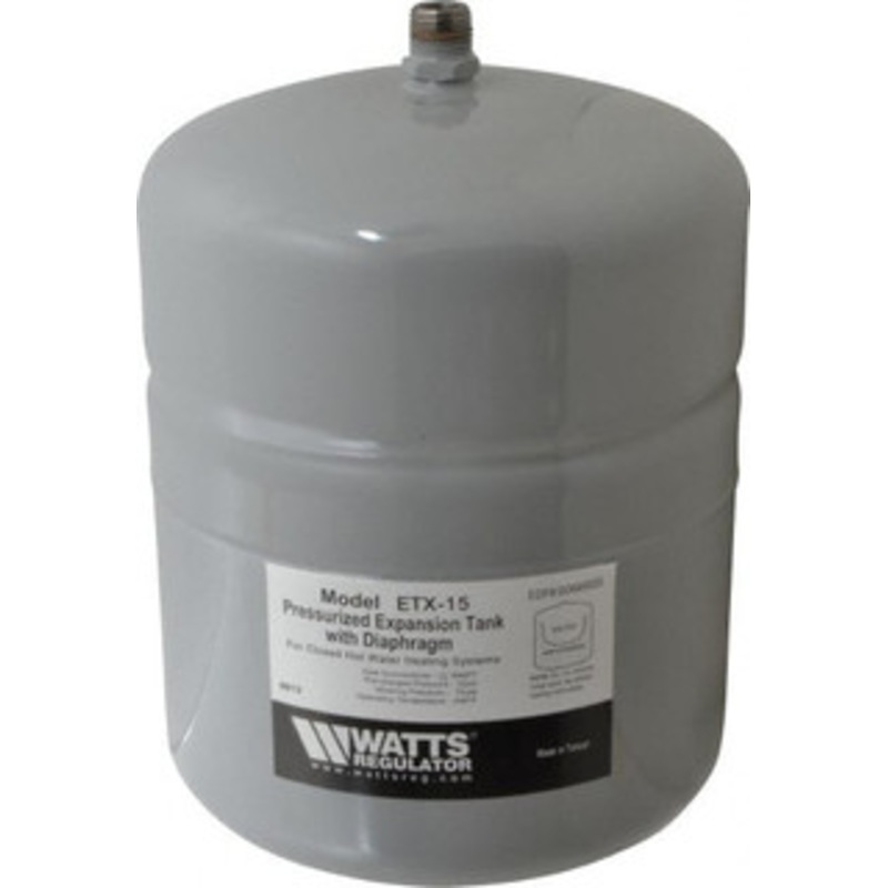 Watts 1.0 Gallon Capacity, 2.1 Gallon Tank, 8 Inch Diameter, 12-1/2 Inch High, 1/2 Inch Port, Expansion Tank Steel, Polymer Coating 0066605 – 03998549