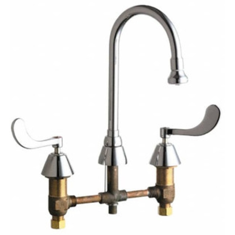 Chicago Faucets Wrist Blade Handle, Wide Spread Bathroom Faucet Two Handle, No Drain, Gooseneck Spout 786-ABCP – 40865446