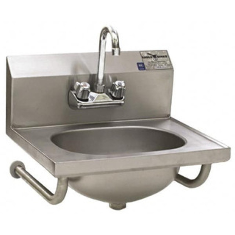 Eagle MHC 13-1/2 Long x 9-3/4 Wide Inside, 1 Compartment, Stainless Steel Stainless Steel Hand Sink-Tubular Wall Mounted 20 Gauge, 18-7/8 Long x 14-3/4 Wide x 14-1/4 High Outside, 6-3/4 Deep HSA-10-FTWS – 08940983