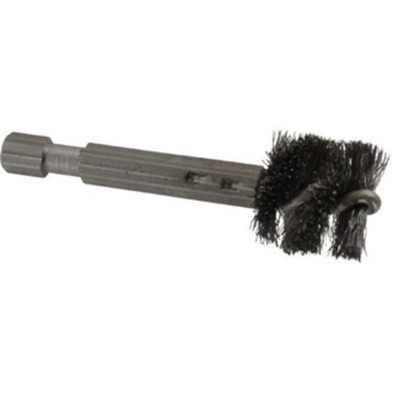 Made in USA 5/8 Inch Inside Diameter, 3/4 Inch Actual Brush Diameter, Carbon Steel, Power Fitting and Cleaning Brush 1/4 Shank Diameter, 2-3/4 Inch Long, Hex Shaft Stem 09-660010-H – 03715653