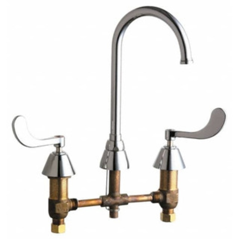 Chicago Faucets Wrist Blade Handle, Wide Spread Bathroom Faucet Two Handle, No Drain, Gooseneck Spout 786-GN2FCABCP – 91216119