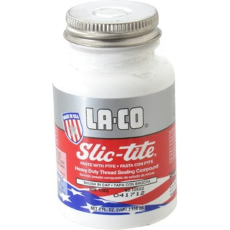 LA-CO 1/4 Pt Brush Top Can White Thread Sealant Paste with PTFE, 500F Max Working Temp, For Metal, PVC, CPVC & ABS Plastic Pipe Threads 42009 – 00453662