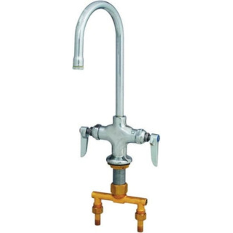 T&S Brass Faucet Mount, Deck Mounted Single Hole Faucet without Spray Rigid Base Faucet, Lever Handle, Gooseneck Spout, No Drain B-0300 – 32074122
