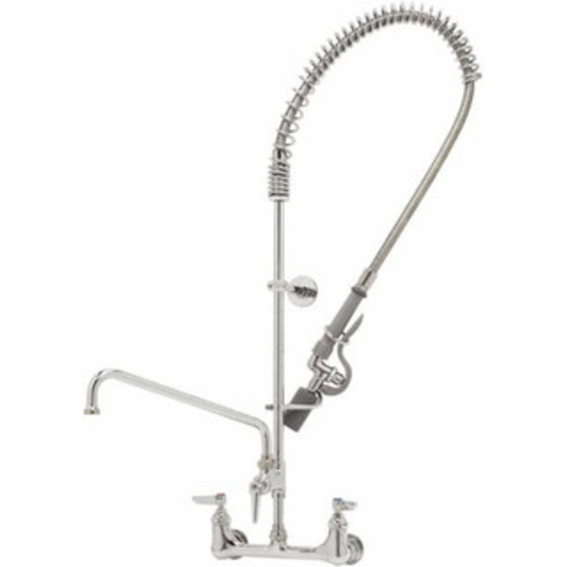 T&S Brass Riser with Spring Guide, 2 Way Design, Wall Mount, Wall Pre Rinse Faucet Assembly Lever Handle B-0133-ADF12-BC – 32071987