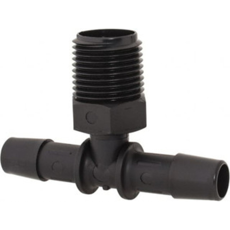 Made in USA 3/8 Barb, 3/8 NPT, Nylon Single Barbed Tube Branch Tee Male, Black T6-6BN – 48714182