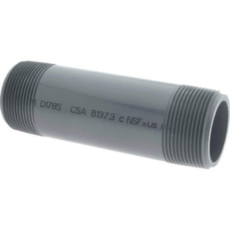 Value Collection 1-1/2 Pipe, 5-1/2 Long PVC Threaded Plastic Pipe Nipple Schedule 80, Gray 886-055 – 37004926