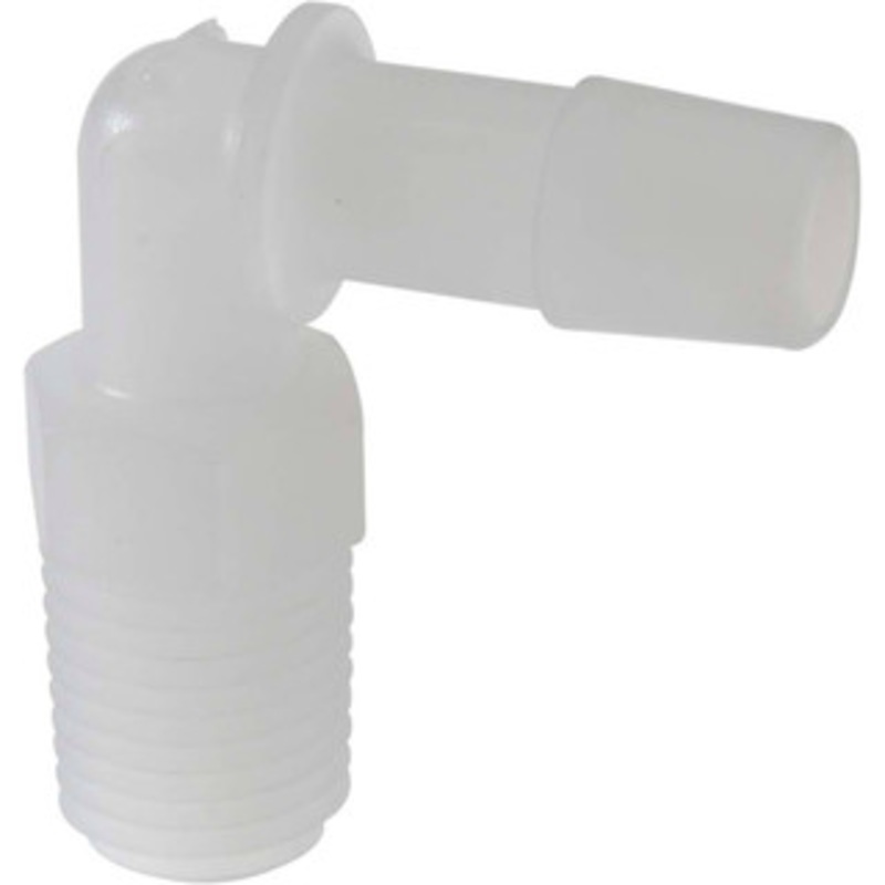 Made in USA 3/8 Barb, 1/4 NPT, Kynar Single Barbed Tube Elbow Male, Natural (Color) L4-6NK – 48729560
