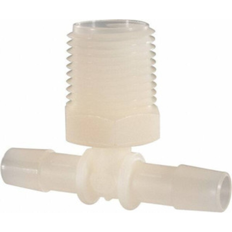 Made in USA 3/8 Barb, 1/2 NPT, Nylon Single Barbed Tube Branch Tee Male, Natural (Color) T8-6NN – 48718241