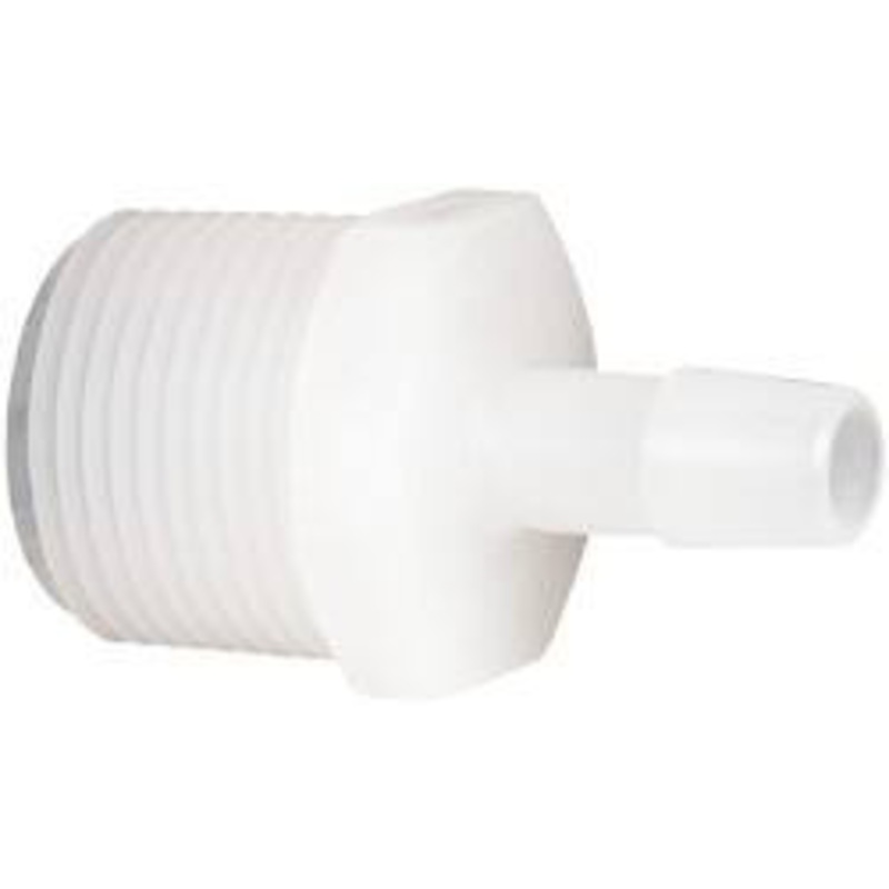 Made in USA 3/8 Barb, 3/4 NPT, Kynar Single Barbed Tube Adapter Male, Natural (Color) A12-6NK – 48728547