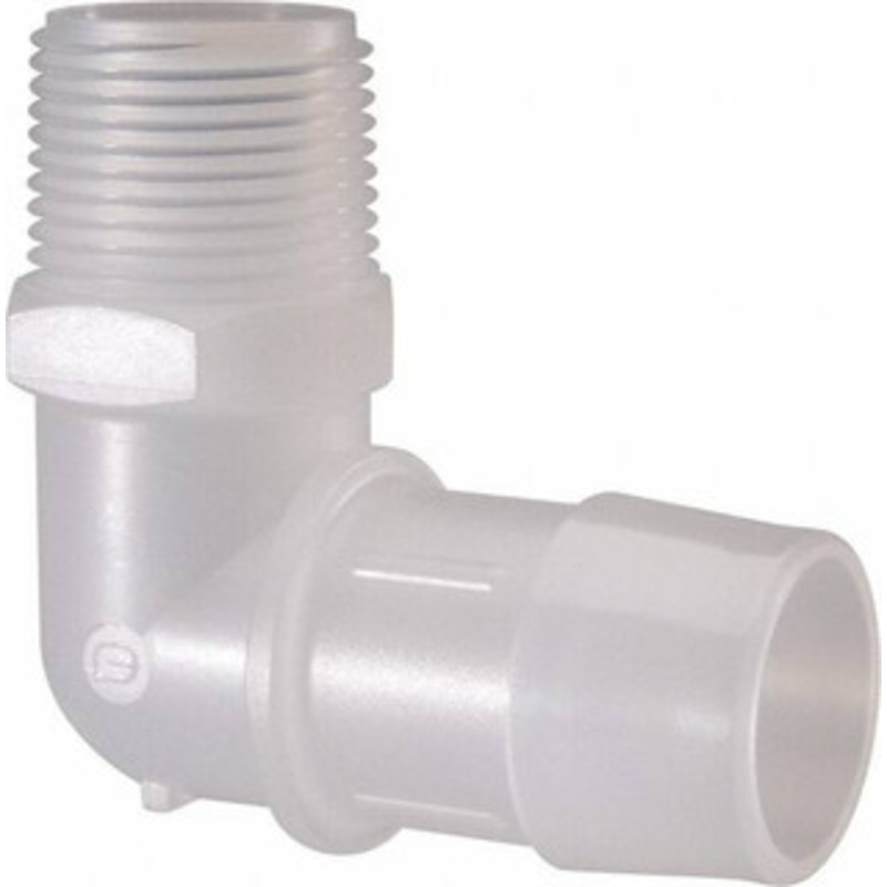 Made in USA 1 Barb, 3/4 NPT, Polypropylene Single Barbed Tube Elbow Male, Natural (Color) L12-16PP – 48721823