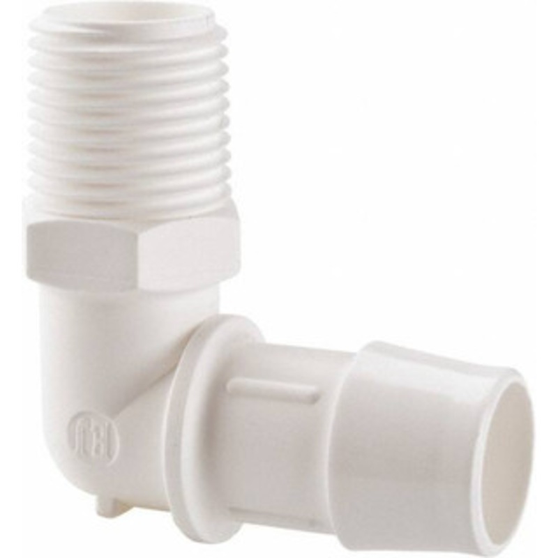 Made in USA 3/4 Barb, 1/2 NPT, Polypropylene Single Barbed Tube Elbow Male, White L8-12WP – 48725725