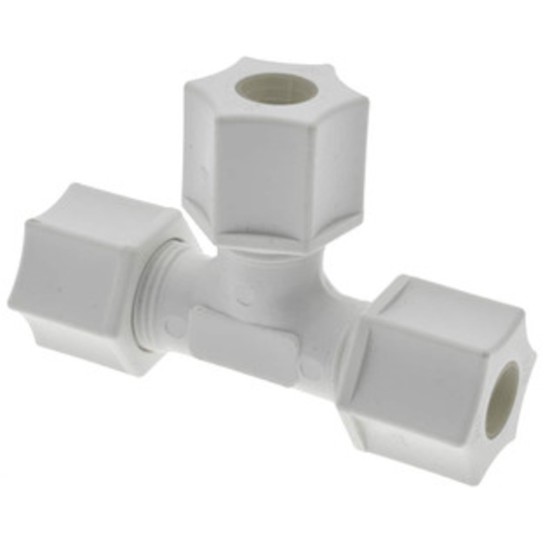 Made in USA 3/8 Tube OD, Polypropylene Plastic Compression Tube Union Tee 215F Max, Plastic Grip 0625.055 – 32875700