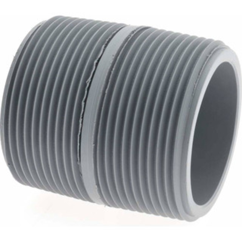 Value Collection 1-1/2 Pipe, 2 Long CPVC Threaded Plastic Pipe Nipple Schedule 80, Gray 886-020C – 37005402