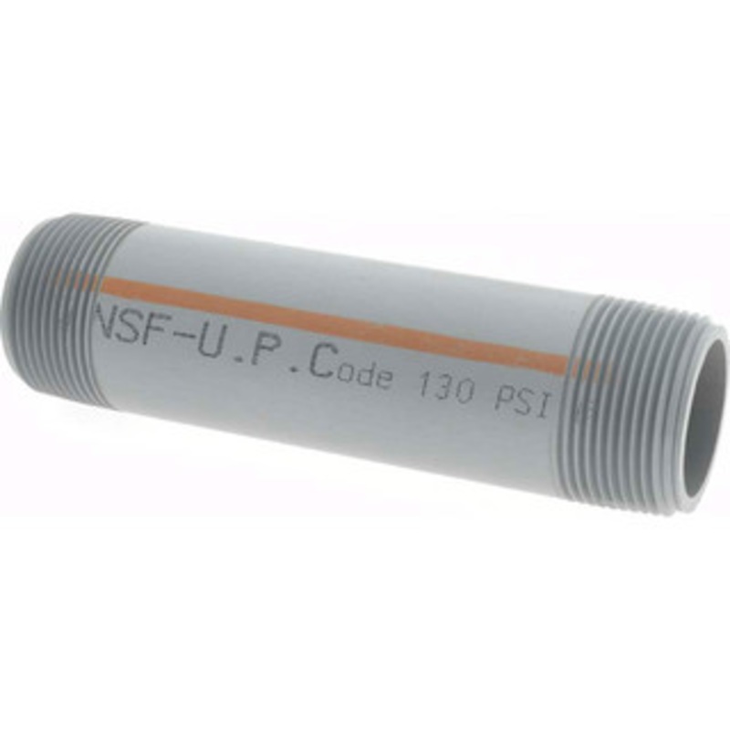Value Collection 1-1/4 Pipe, 6 Long CPVC Threaded Plastic Pipe Nipple Schedule 80, Gray 885-060C – 37005386