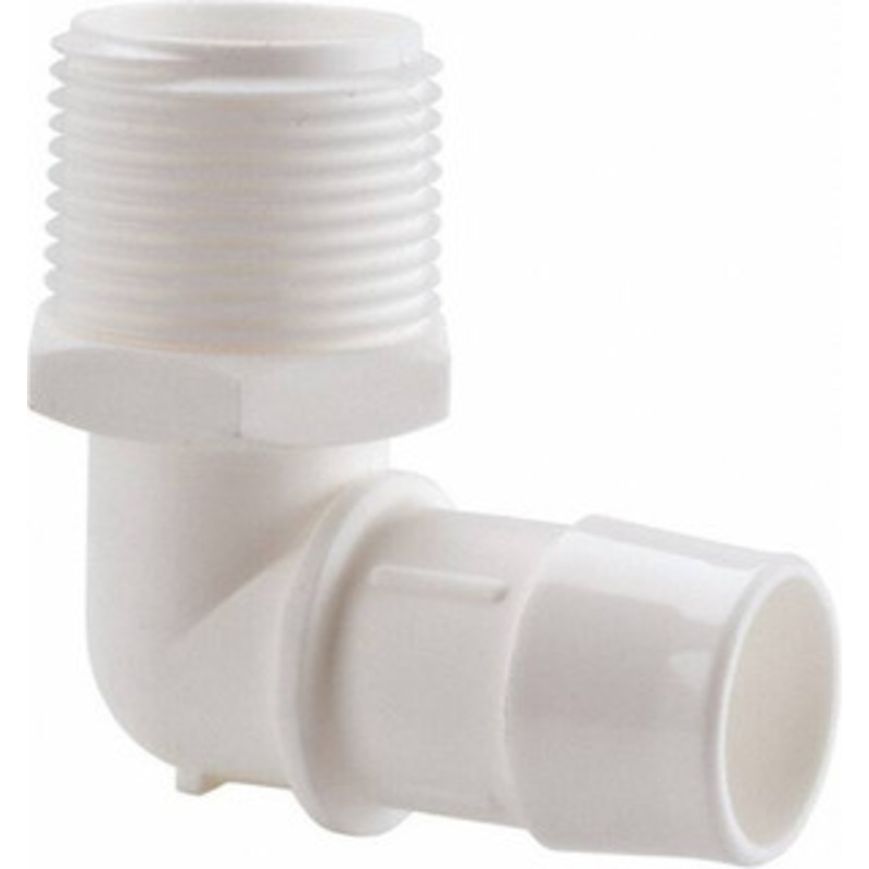 Made in USA 1 Barb, 1 NPT, Polypropylene Single Barbed Tube Elbow Male, White L16-16WP – 48725840